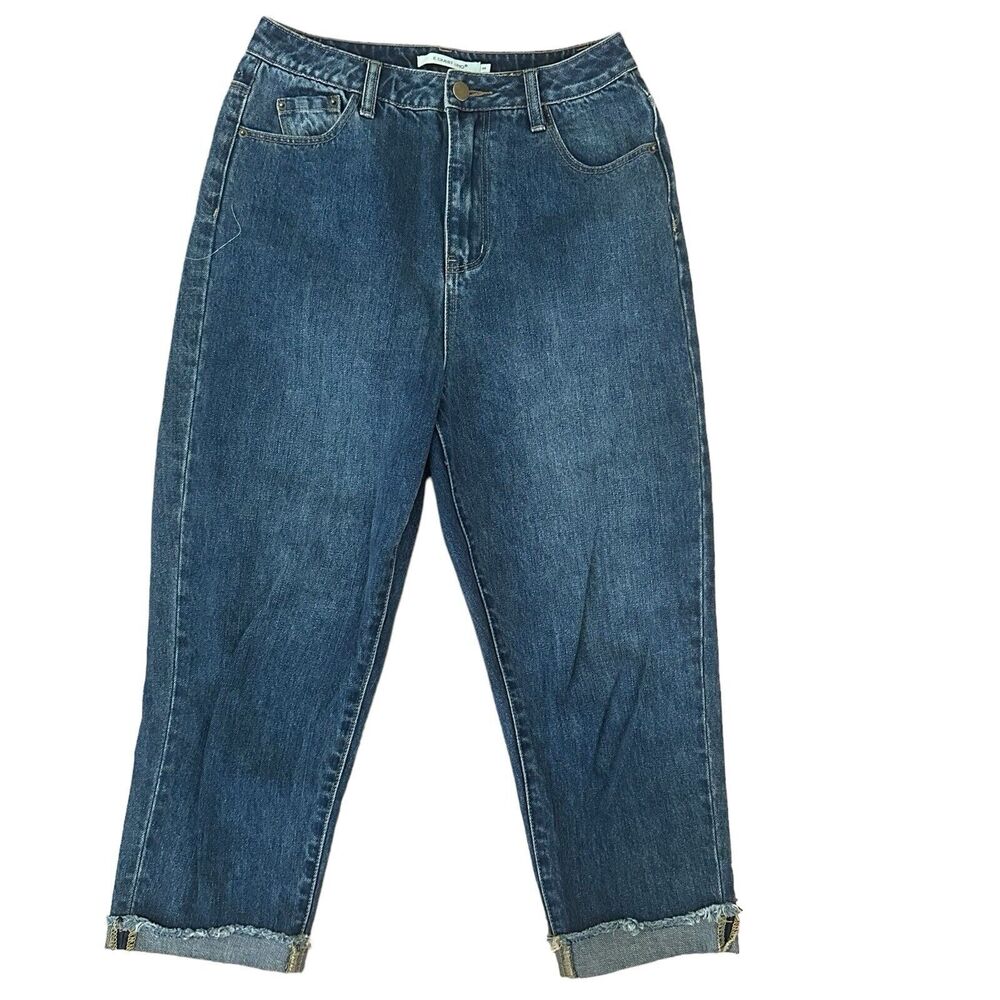 E QUEST UNO Women’s High Waist 5 Pockets Capri Jeans Blue Size S